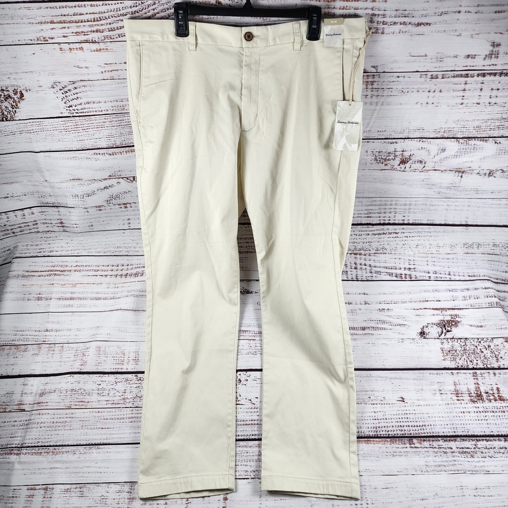 NWT Tommy Bahama Boracay Chino Pants Mens 38x30 Flat Front Ivory Stretch Cotton - Picture 2 of 12